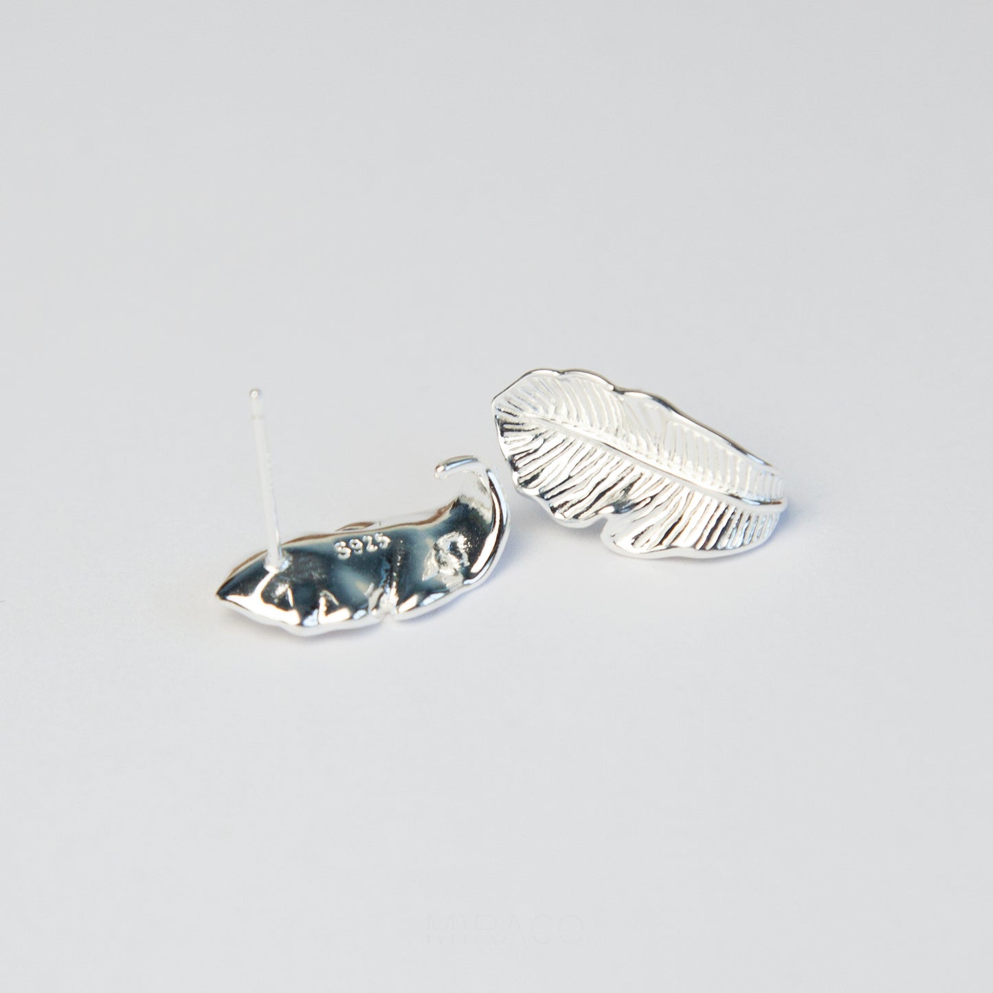 Nature Inspired Leaf Stud Earrings in Sterling Silver