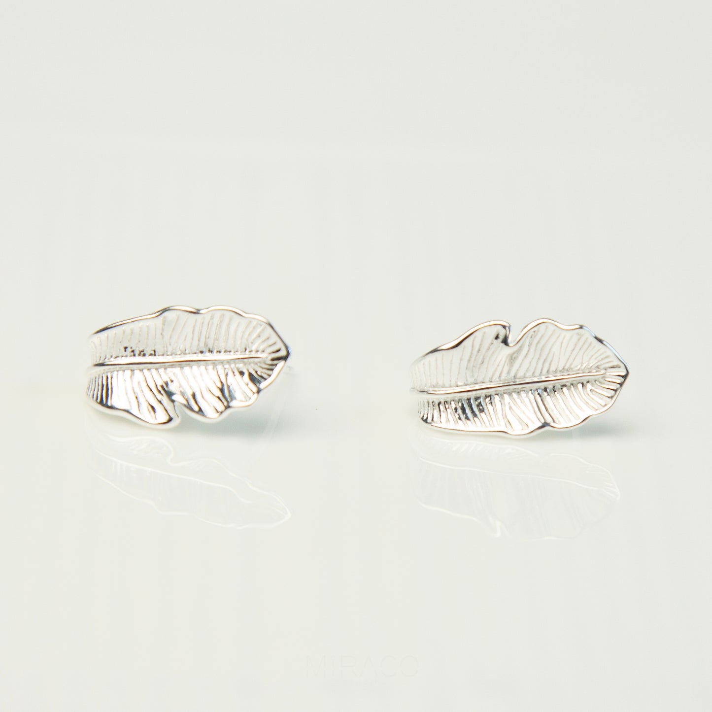 Nature Inspired Leaf Stud Earrings in Sterling Silver