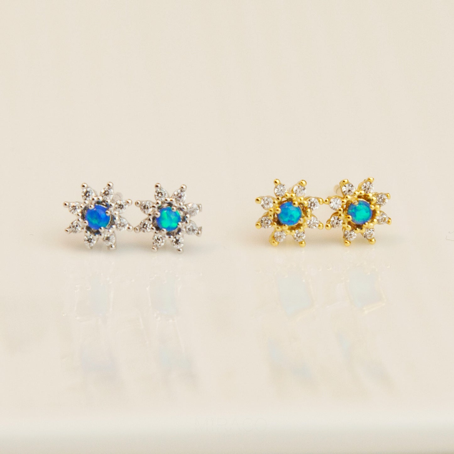 Sterling Silver Starburst Blue Gemstone Stud Earrings