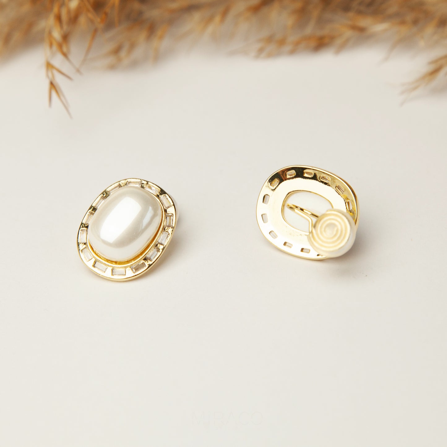 Large Sqaure Pearl Clip-On Earrings