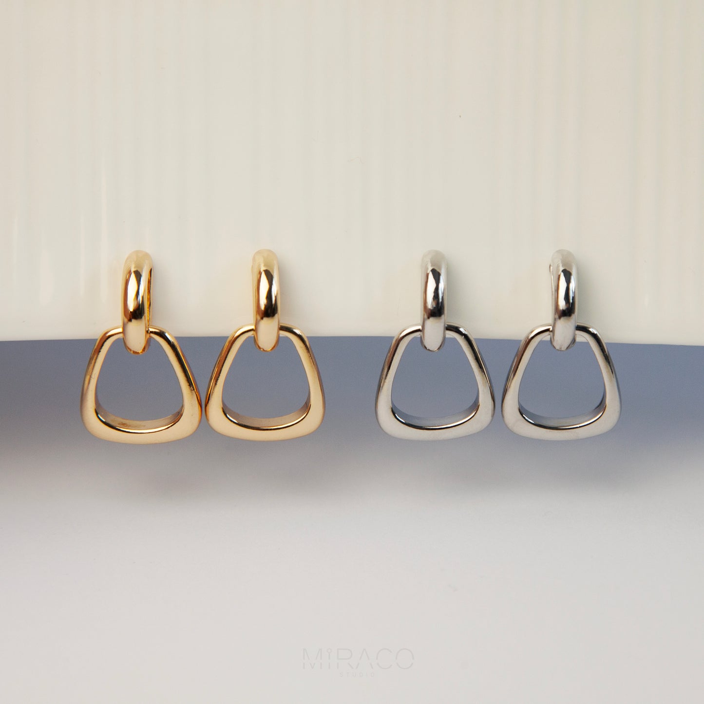 Clip On Minimal Dangle Drop Metal Hoop Earrings