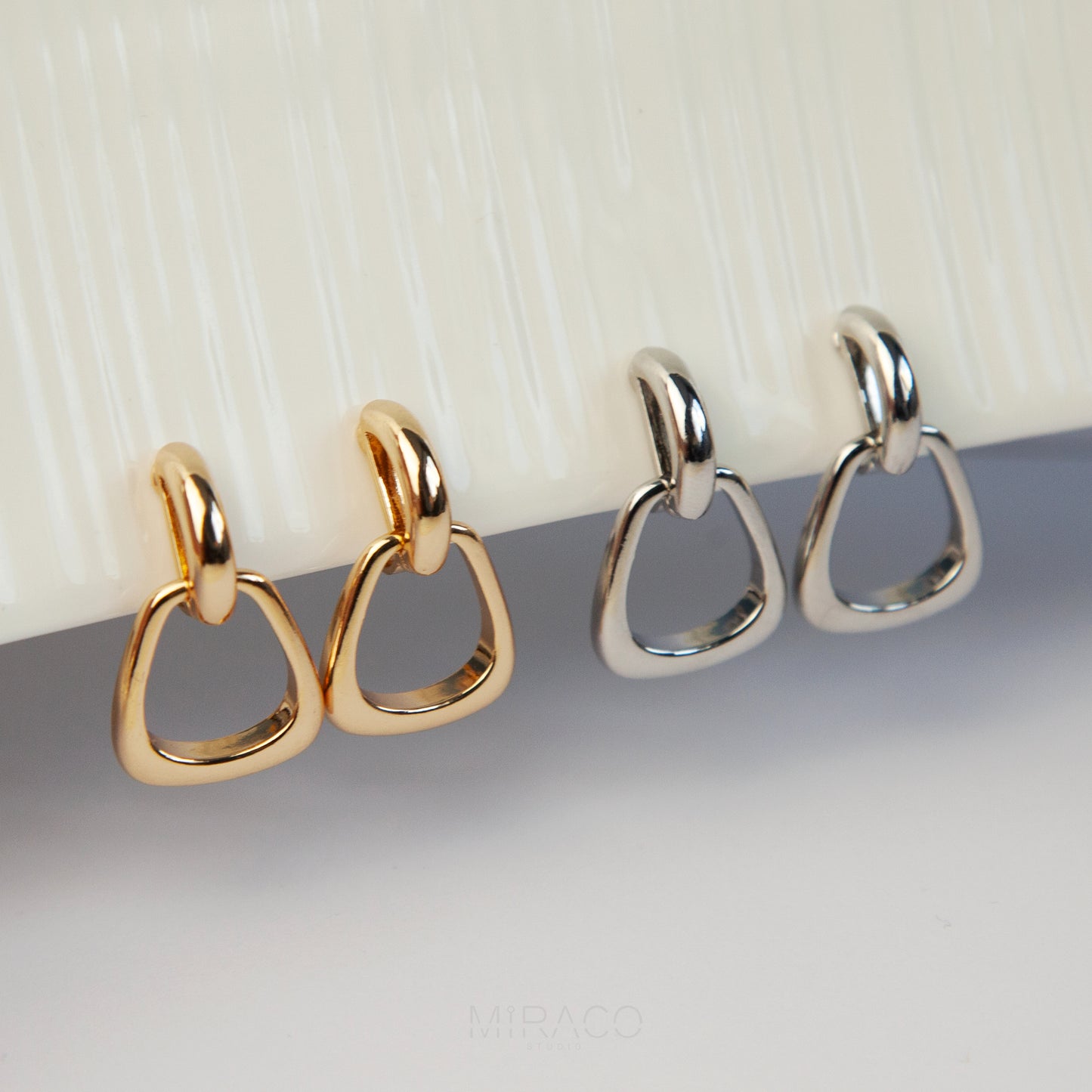 Clip On Minimal Dangle Drop Metal Hoop Earrings