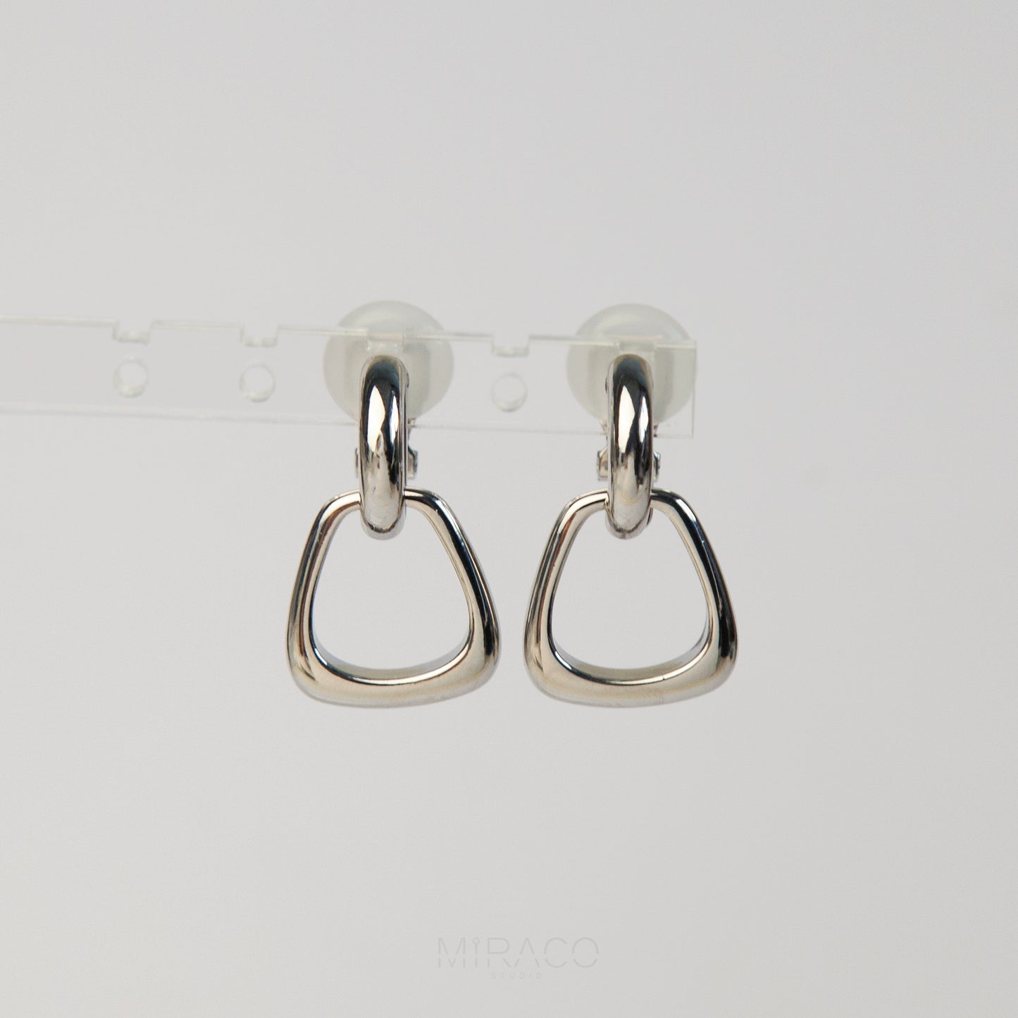 Clip On Minimal Dangle Drop Metal Hoop Earrings