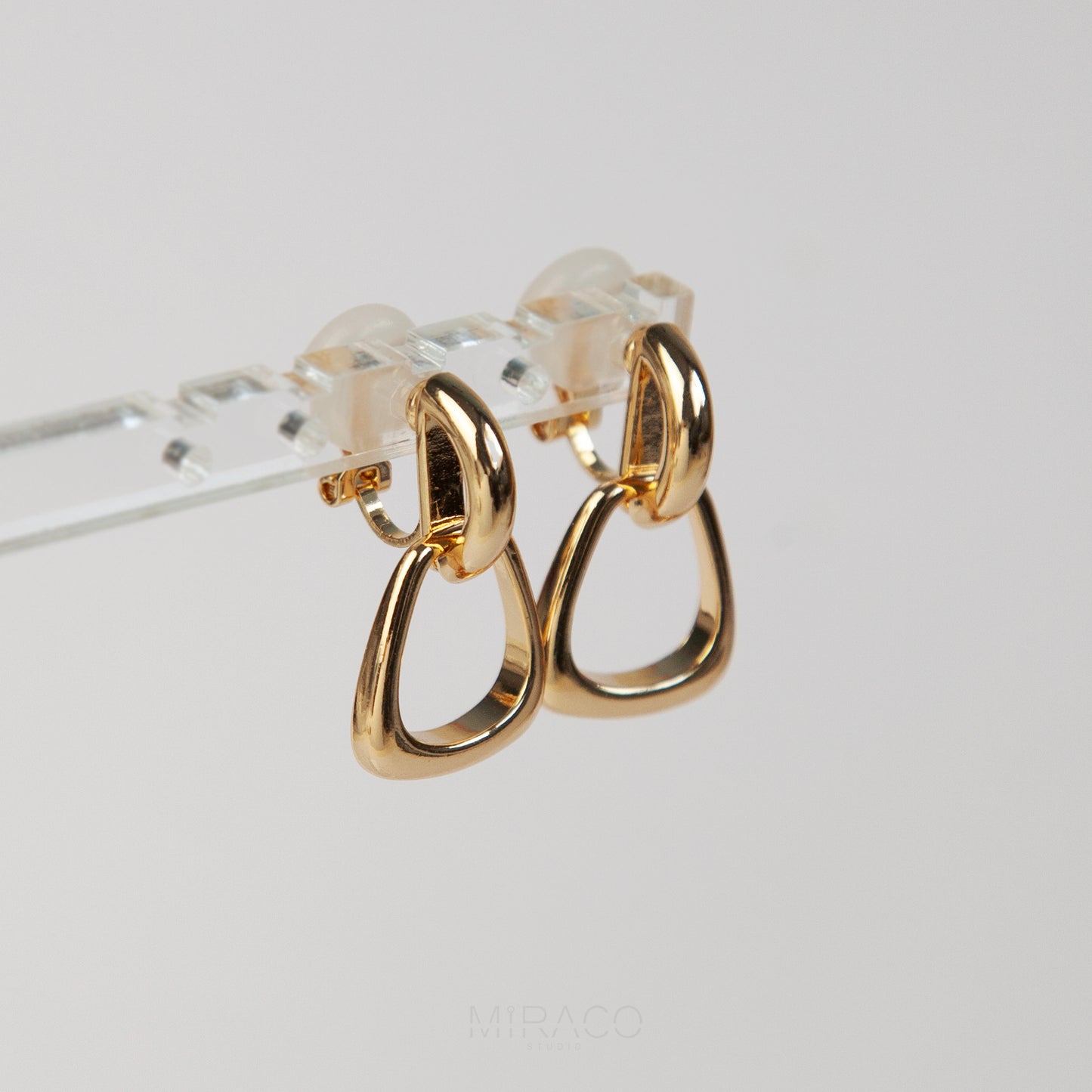 Clip On Minimal Dangle Drop Metal Hoop Earrings