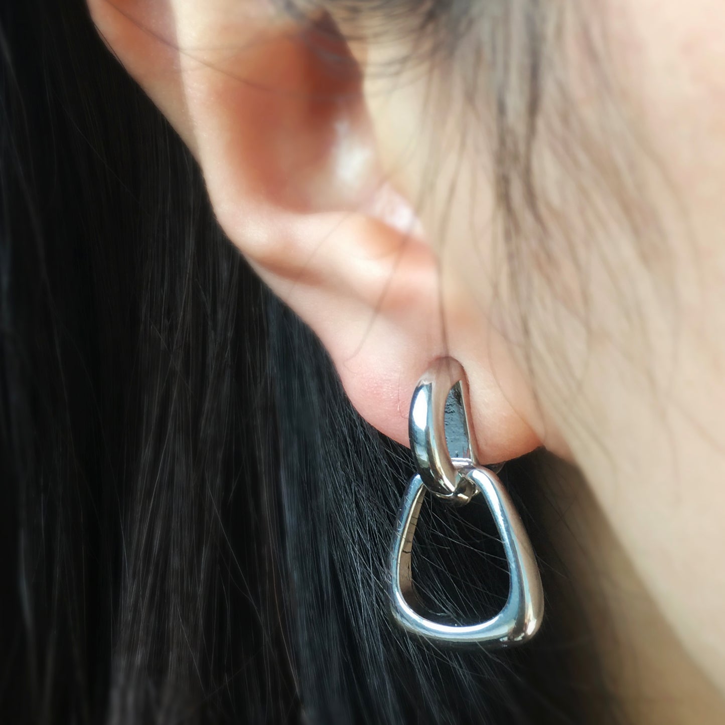 Clip On Minimal Dangle Drop Metal Hoop Earrings