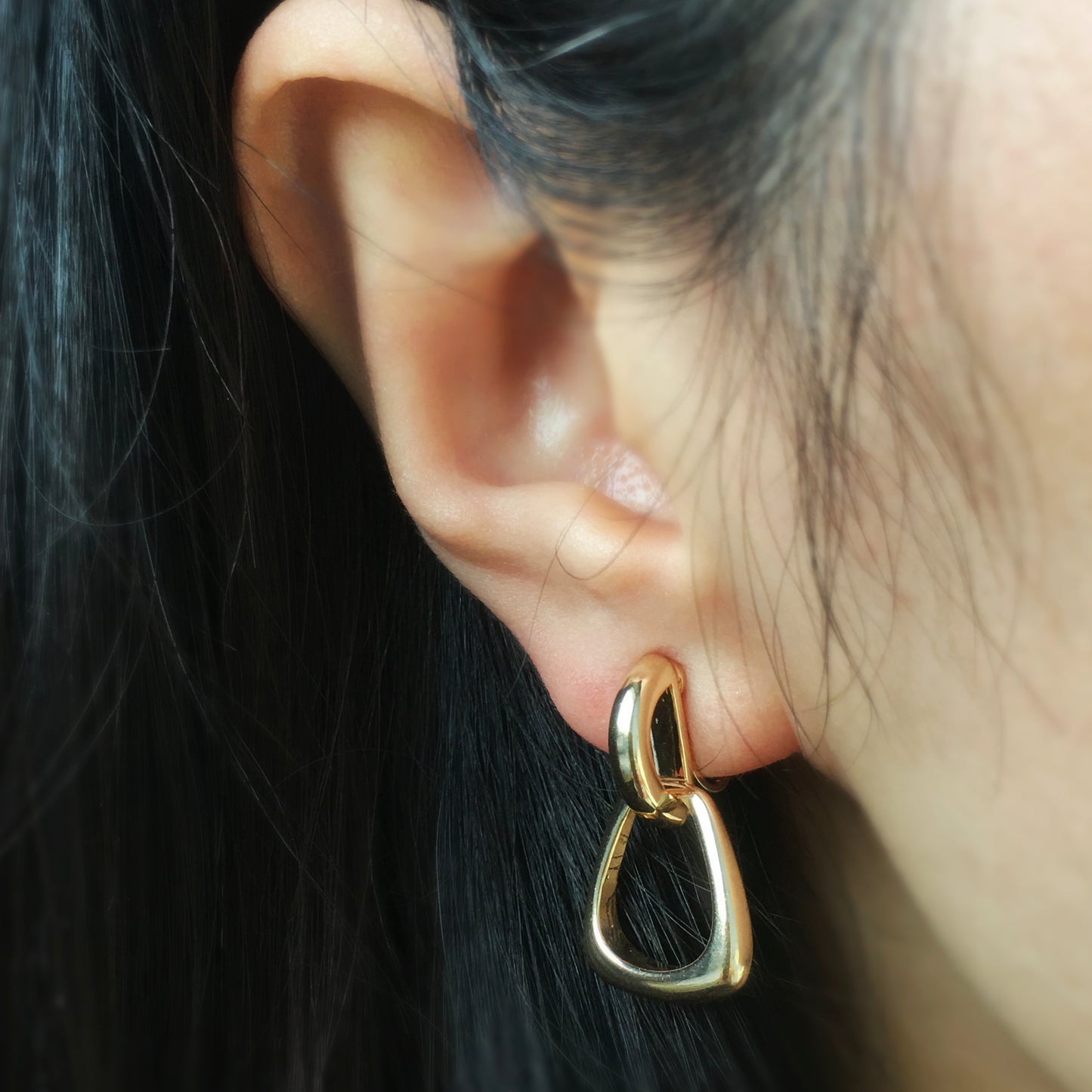 Clip On Minimal Dangle Drop Metal Hoop Earrings