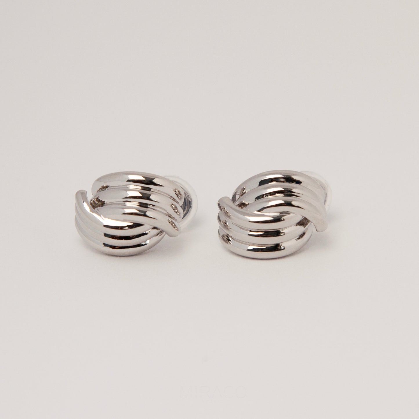 Clip On Metal Knot Stud Earrings