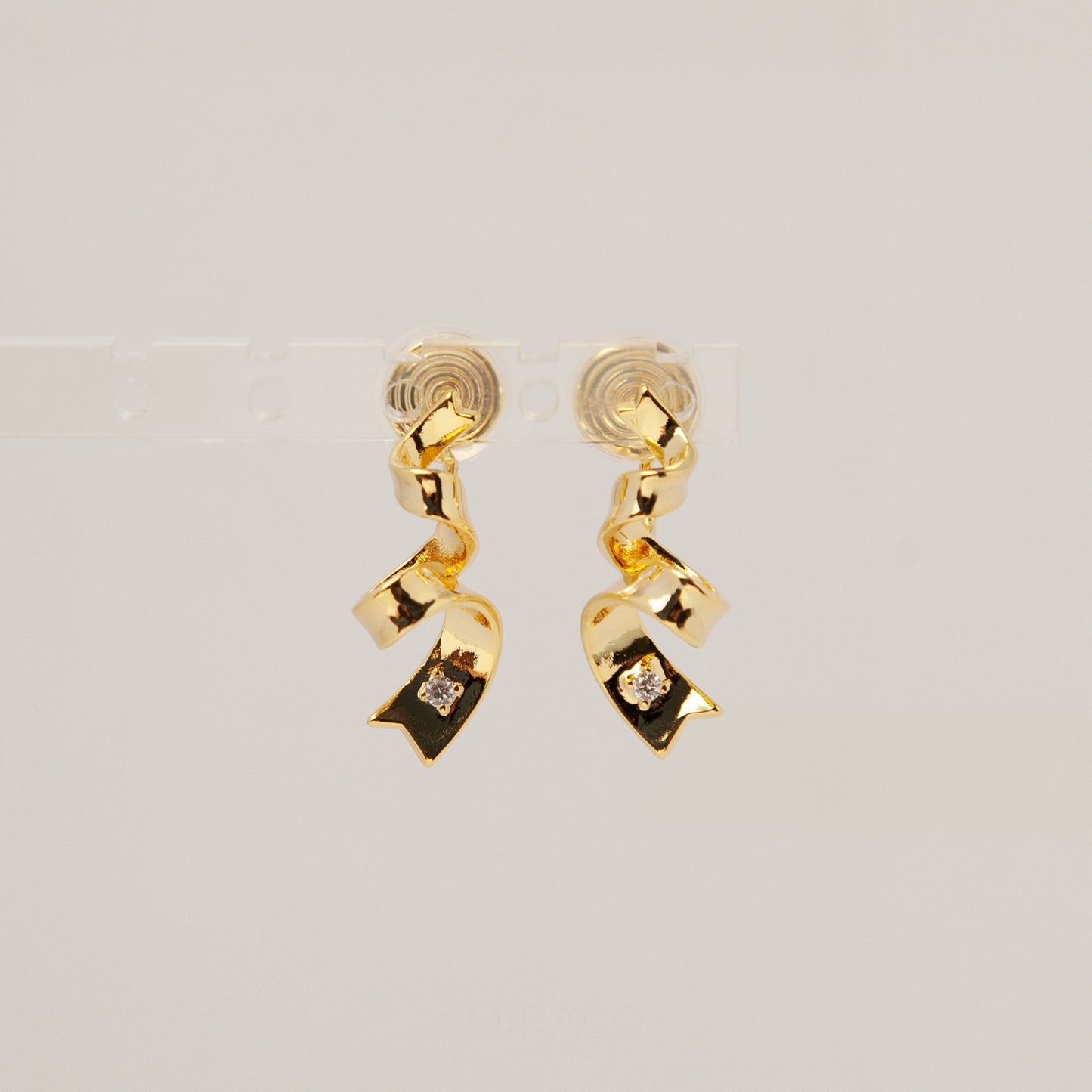 Clip On Gold Twisted Ribbon Stud Earrings