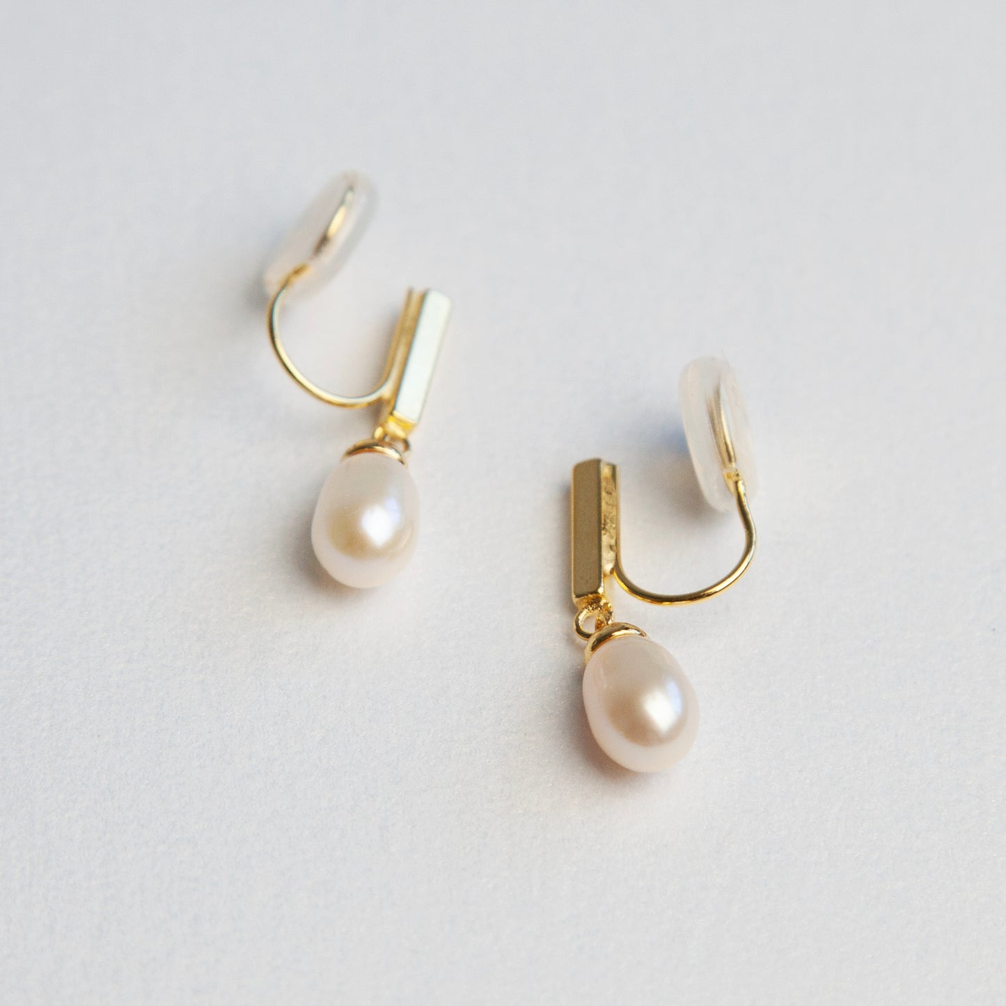 Pearl Dangle Clip On Earrings