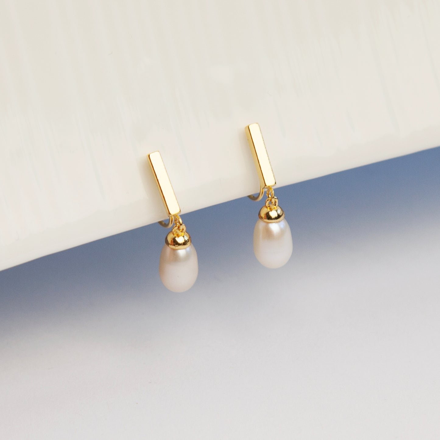 Pearl Dangle Clip On Earrings