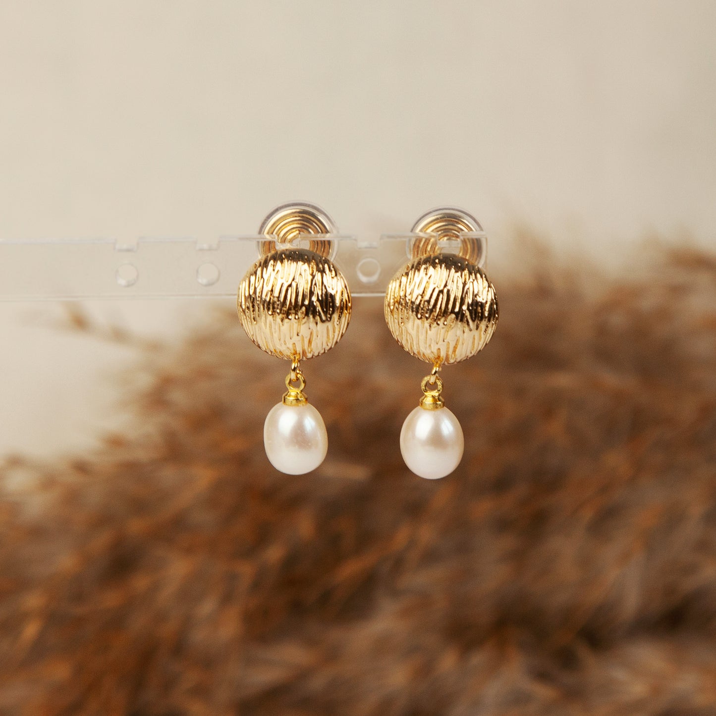 Clip On Dangle Drop Pearls Earrings