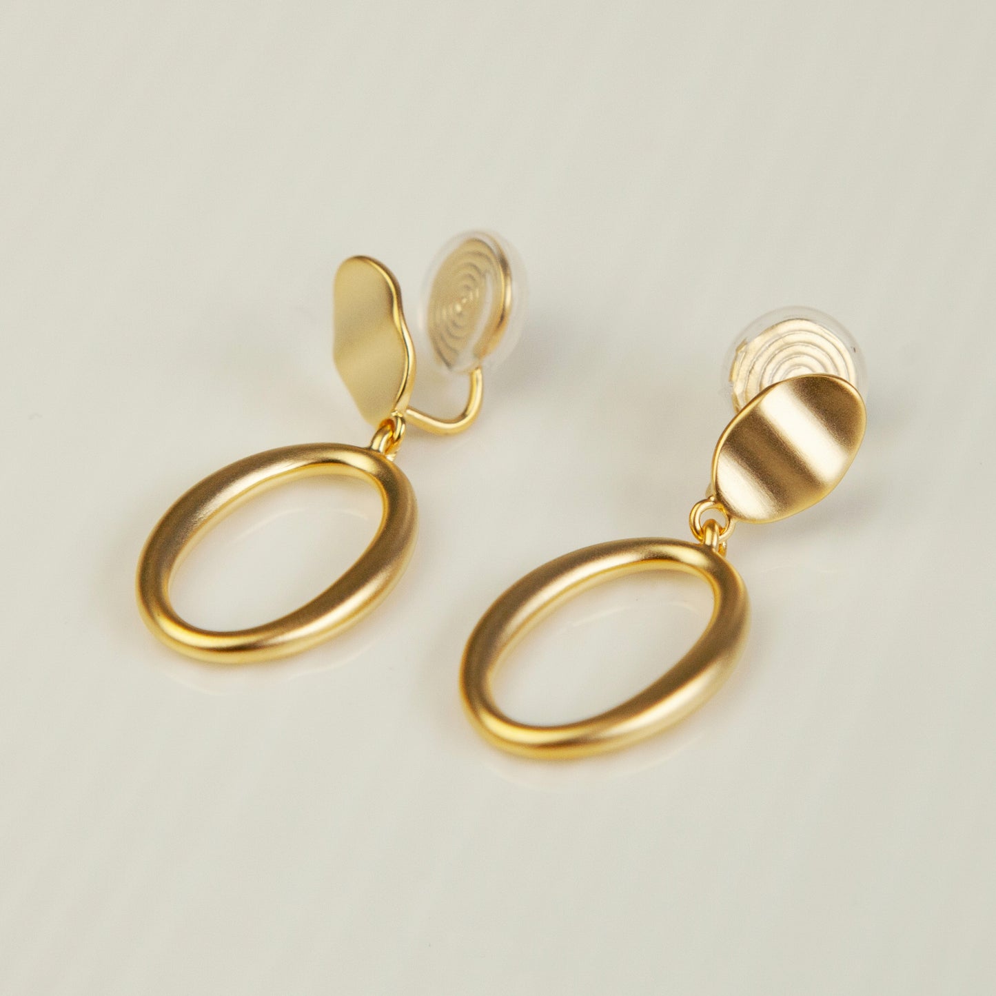 Matt Gold Dangle Drop Clip On Earrings