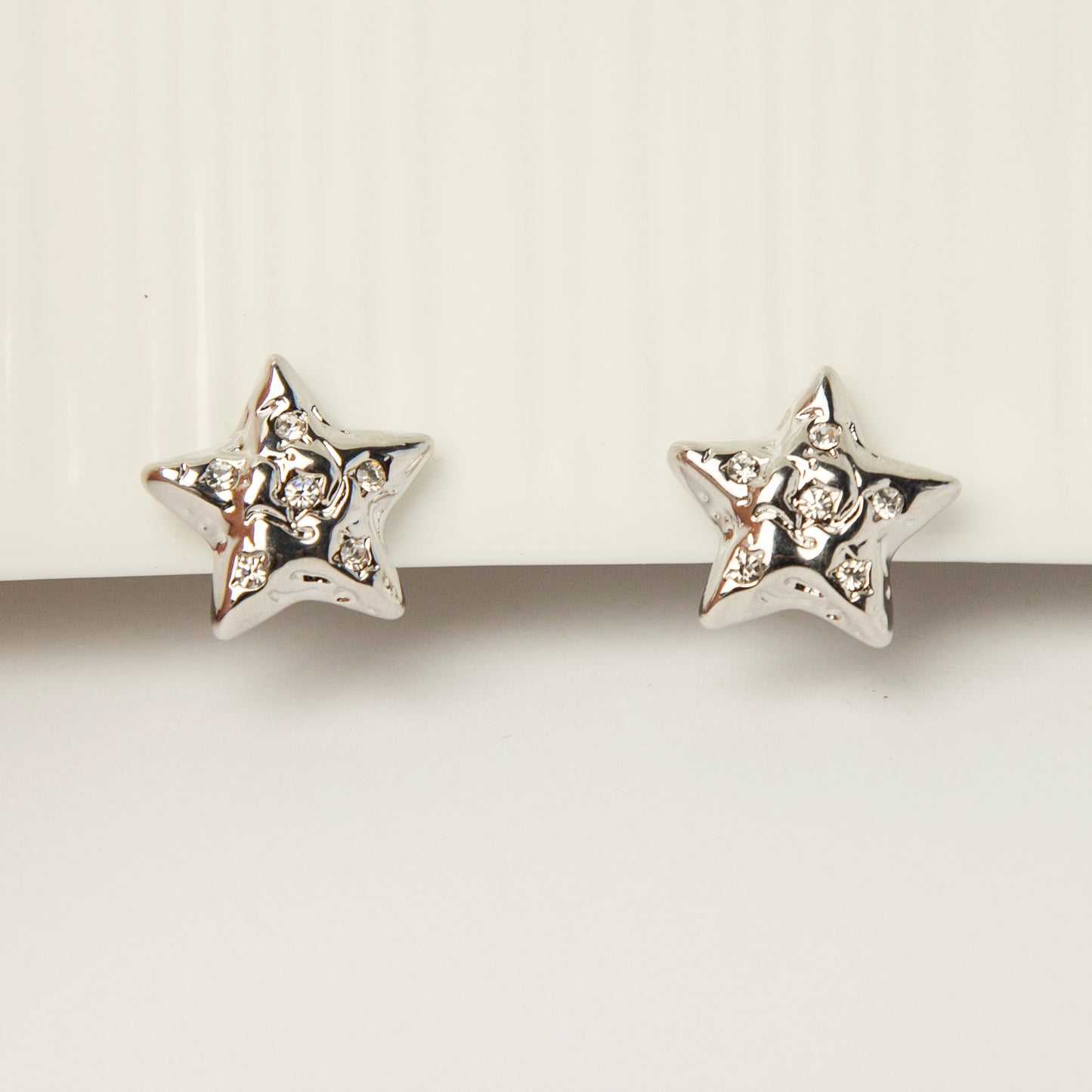 Clip On Silver Star Stud Earrings