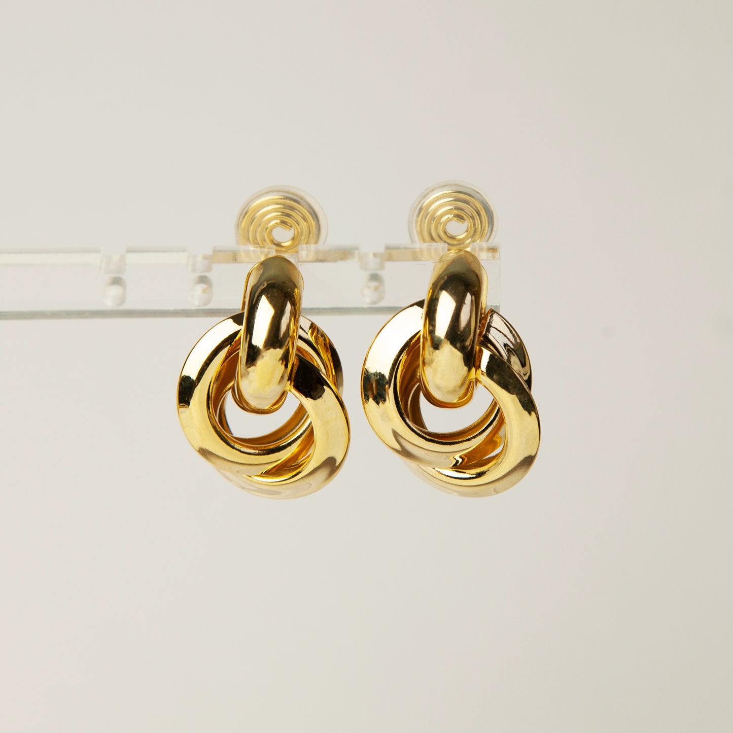 Clip On Gold Knot Stud Earrings