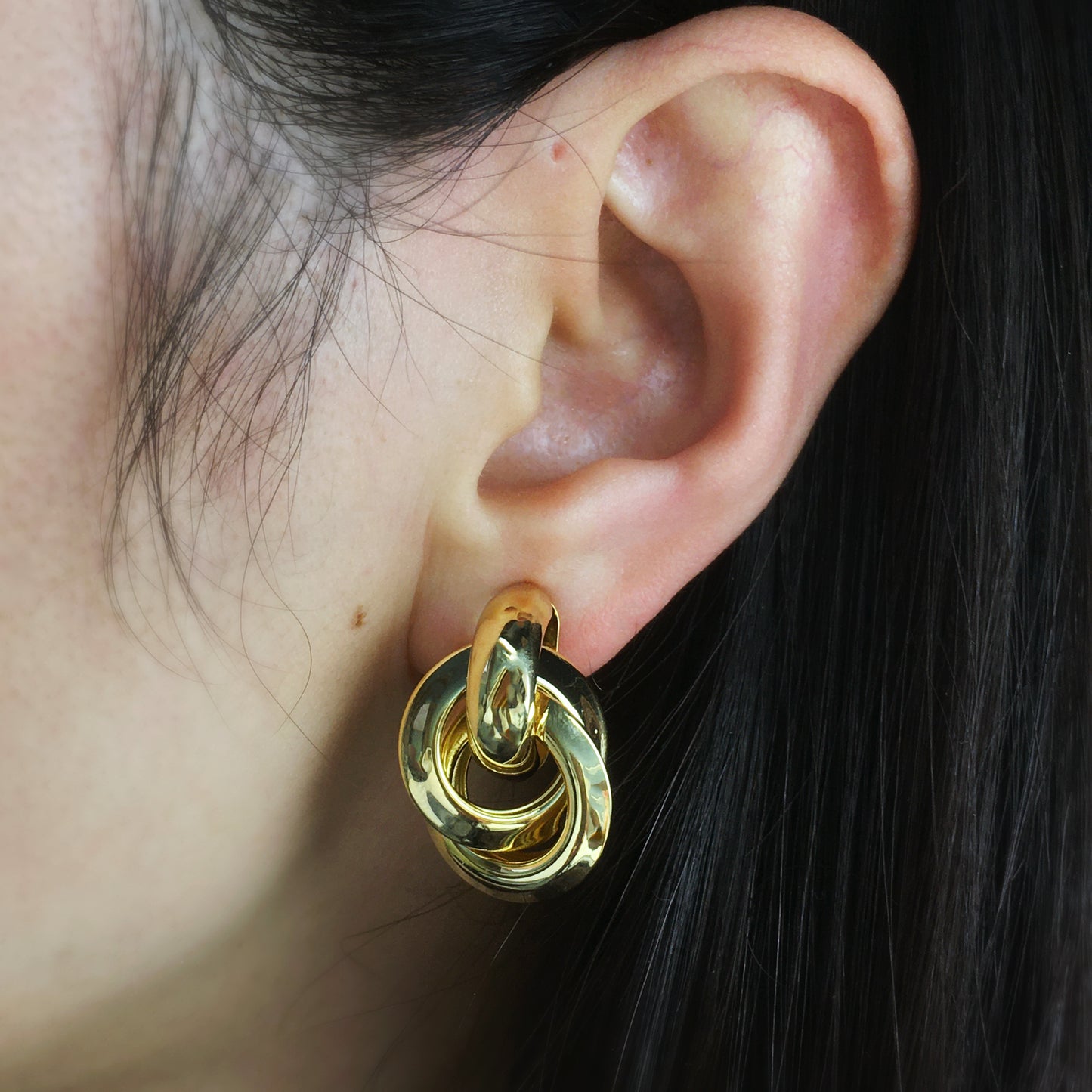 Clip On Gold Knot Stud Earrings