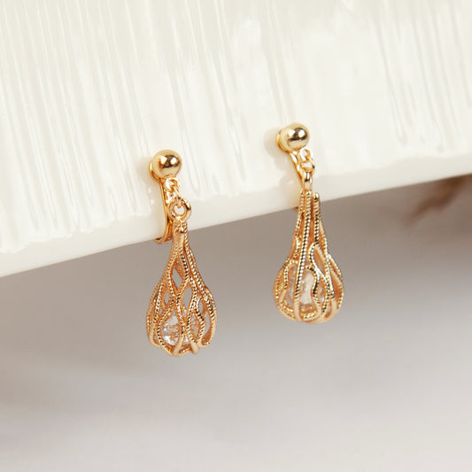 Teardrop Dangle Drop Clip On Earrings