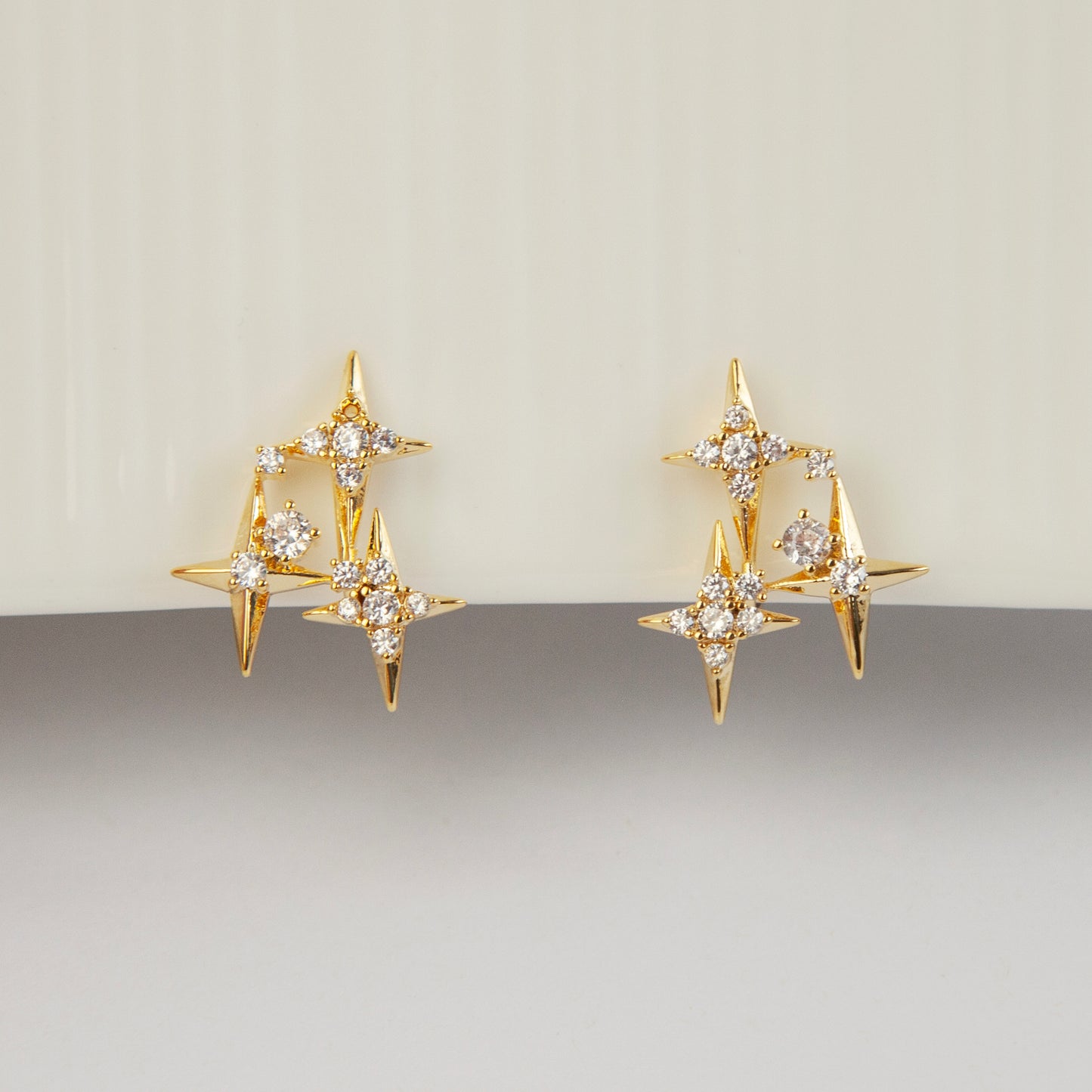 Clip On Crystal Star Stud Earrings