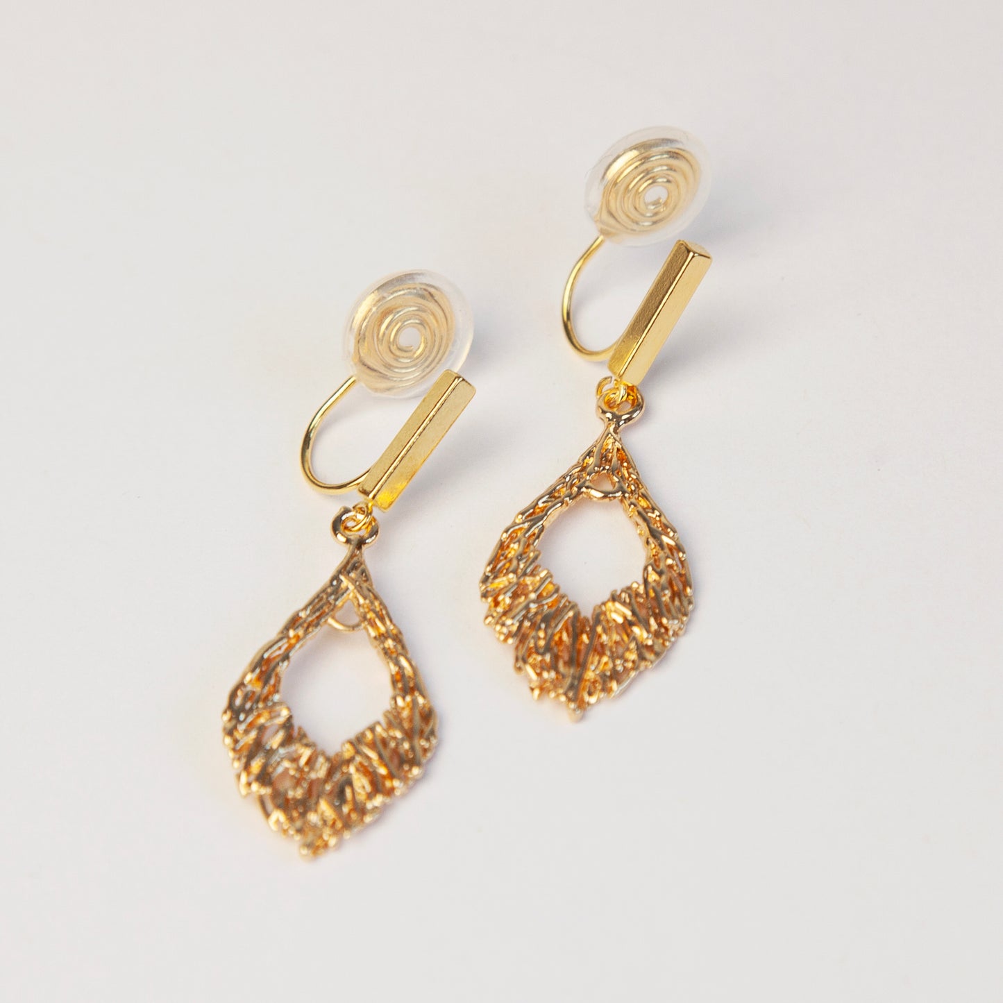 Gold Metal Wire Clip On Earrings