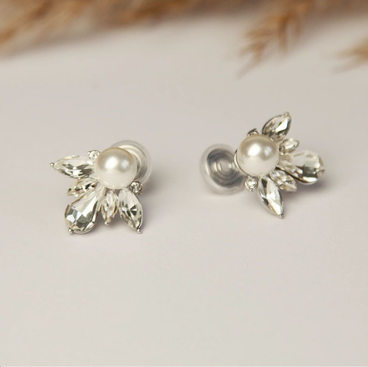 Flower Pearl Clip On Studs