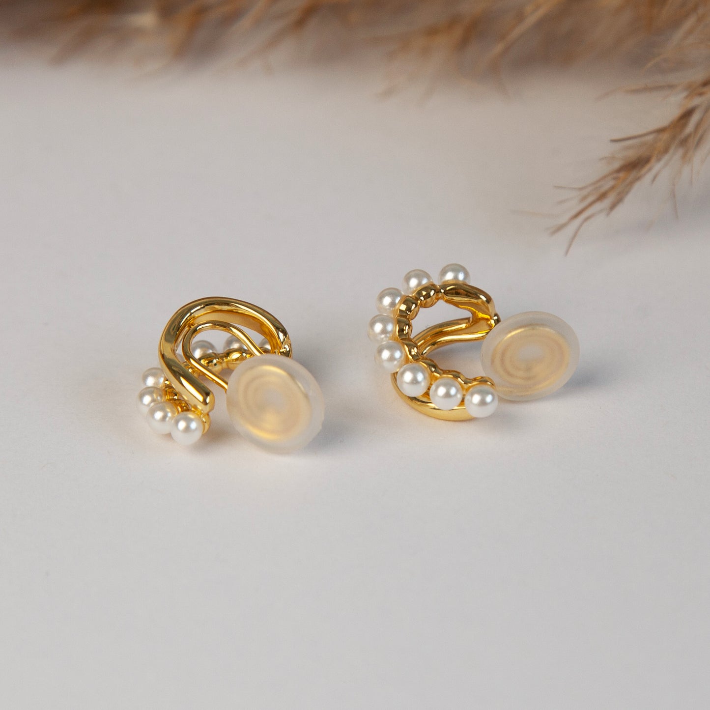 Gold Plated Pearl Hoop Earrings