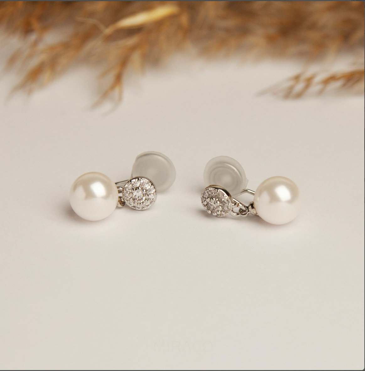 Grey or White Pearls Dangle Clip On Earrings