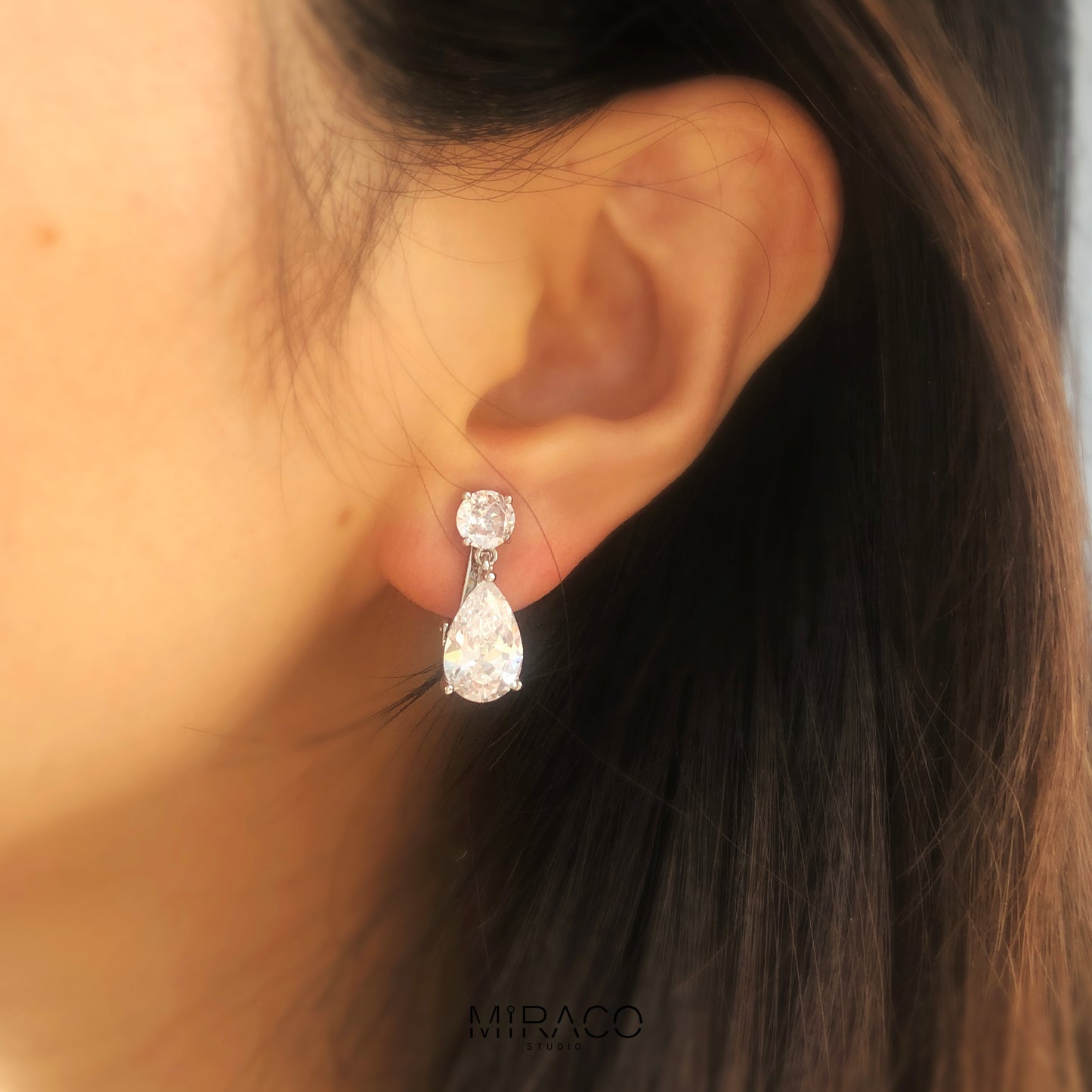 Clear Crystal Droplet Dangle and Drop Earrings