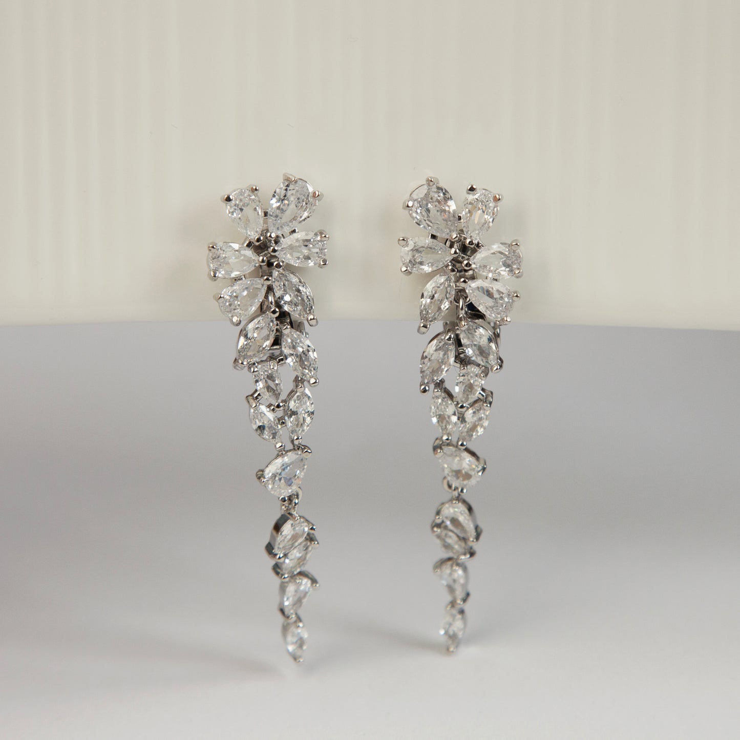 Clear Crystal Leaf Dangle and Drop Earrings