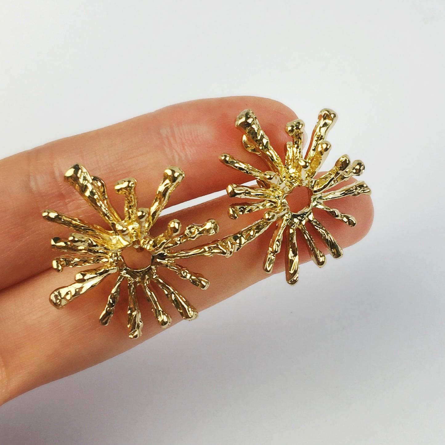 Large Sunray Stud Clip On Earrings