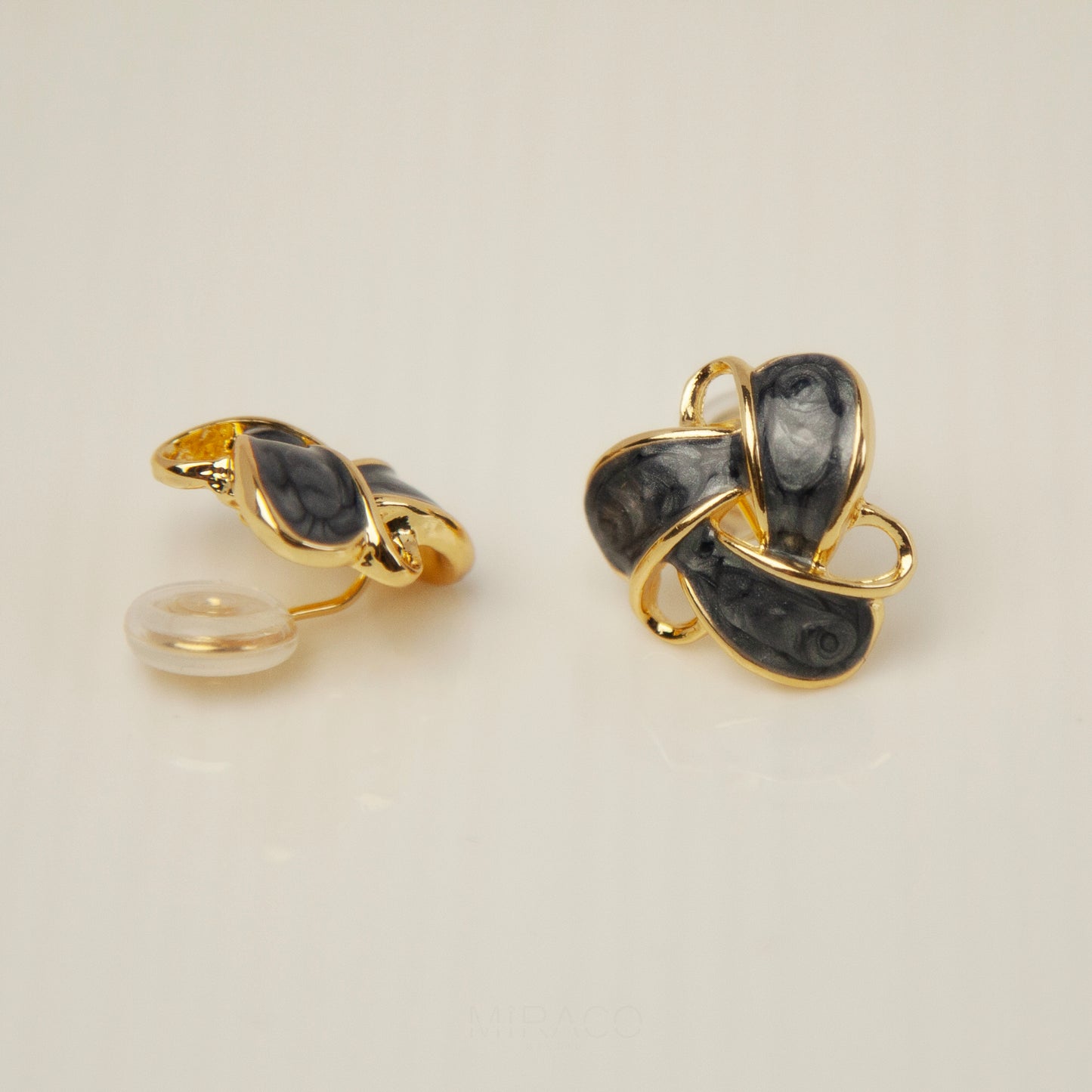 Clip On Stud Earrings Gold-Tone Blue Knot Geometric Earrings