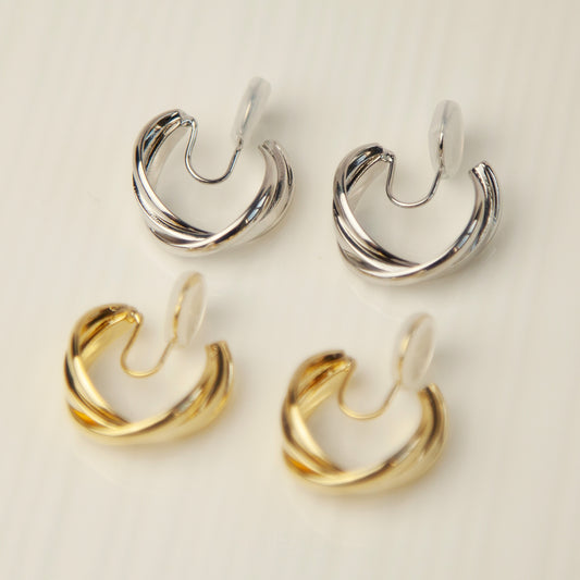 Twisted Hoop Clip On Earrings