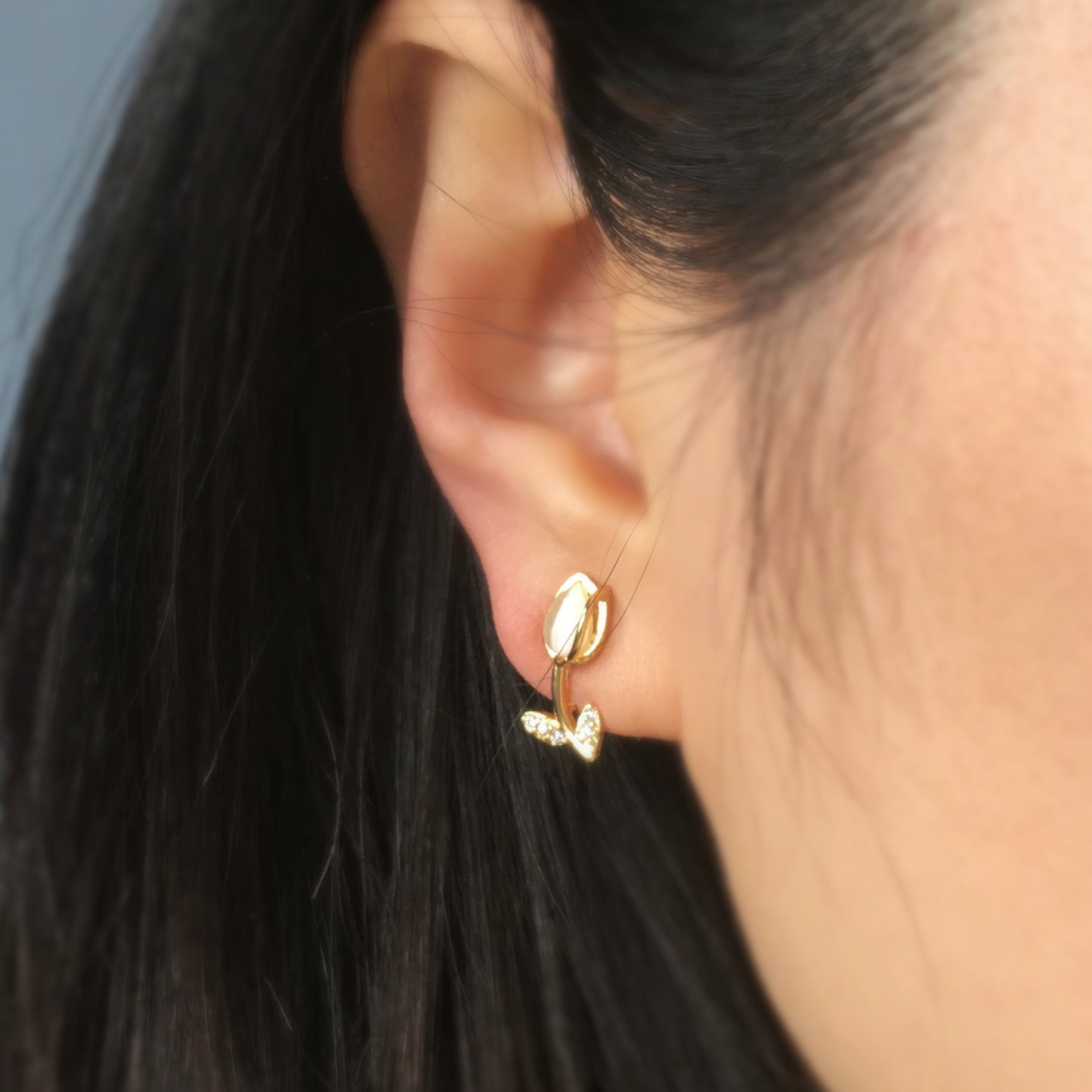 Golden Tulip Clip On Earrings