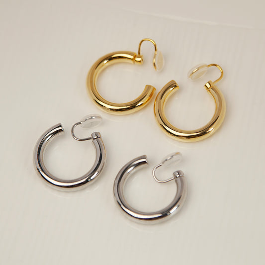 Minimalist Clip On Huggie Earrings