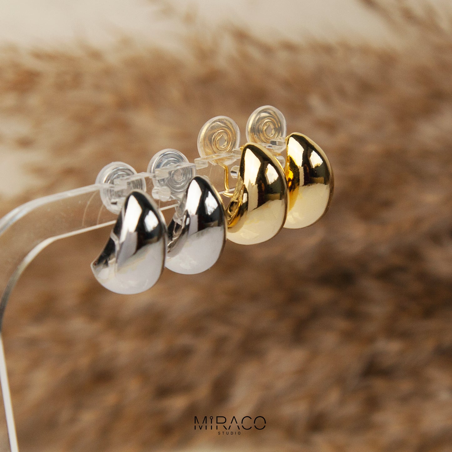 Chunky Water Drop Ball Clip On Studs