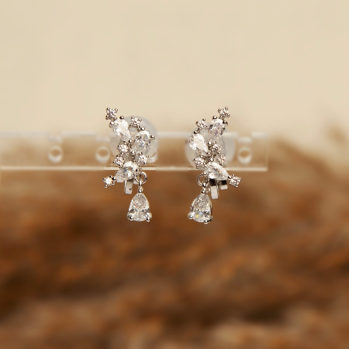 Clip On Butterfly Diamond Earrings