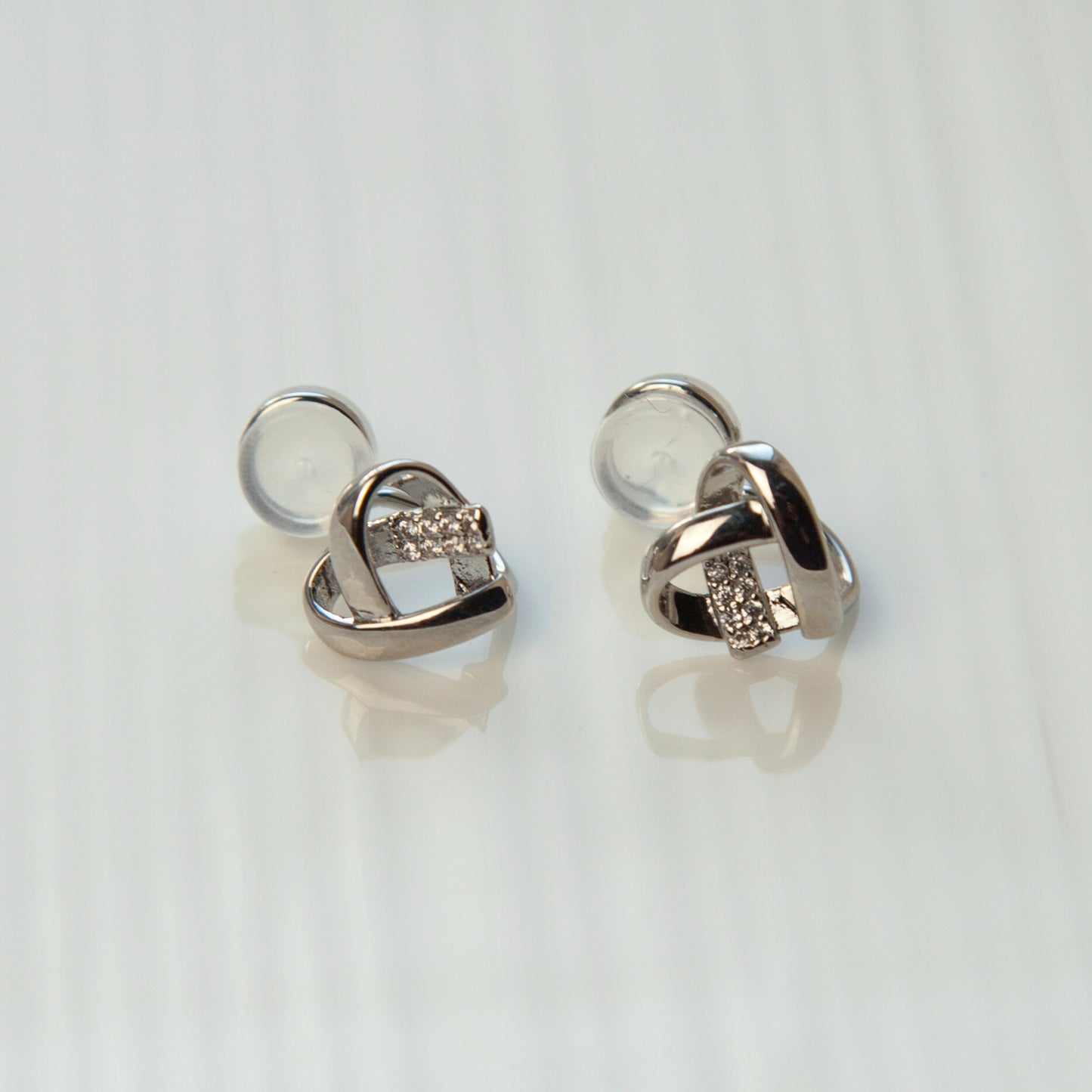 Clip On Heart Stud Earrings