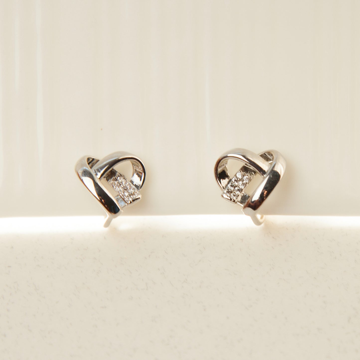 Clip On Heart Stud Earrings