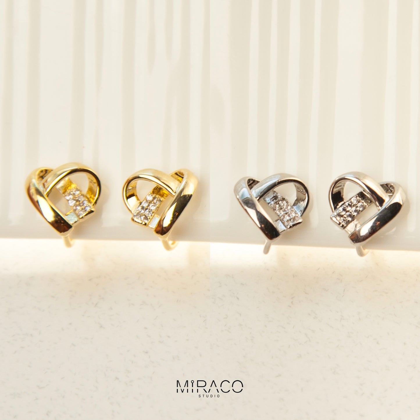 Clip On Heart Stud Earrings