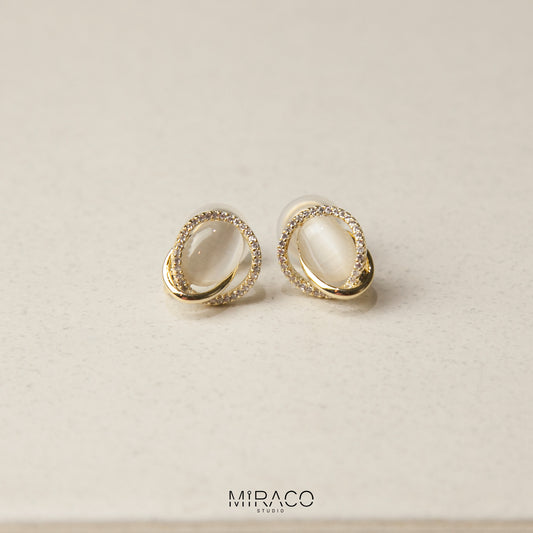 Gold Plated Opal Stud Earrings