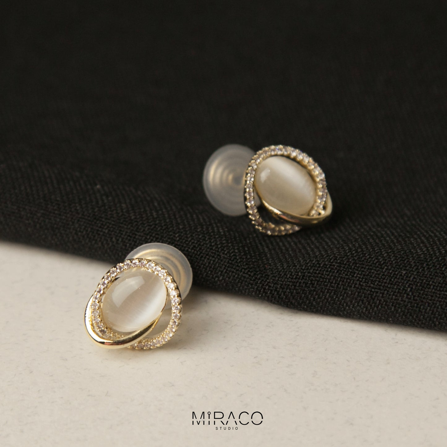 Gold Plated Opal Stud Earrings