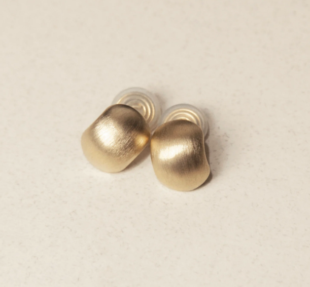 Small Ball Stud Earrings Brushed Metal Effect Clip On Studs