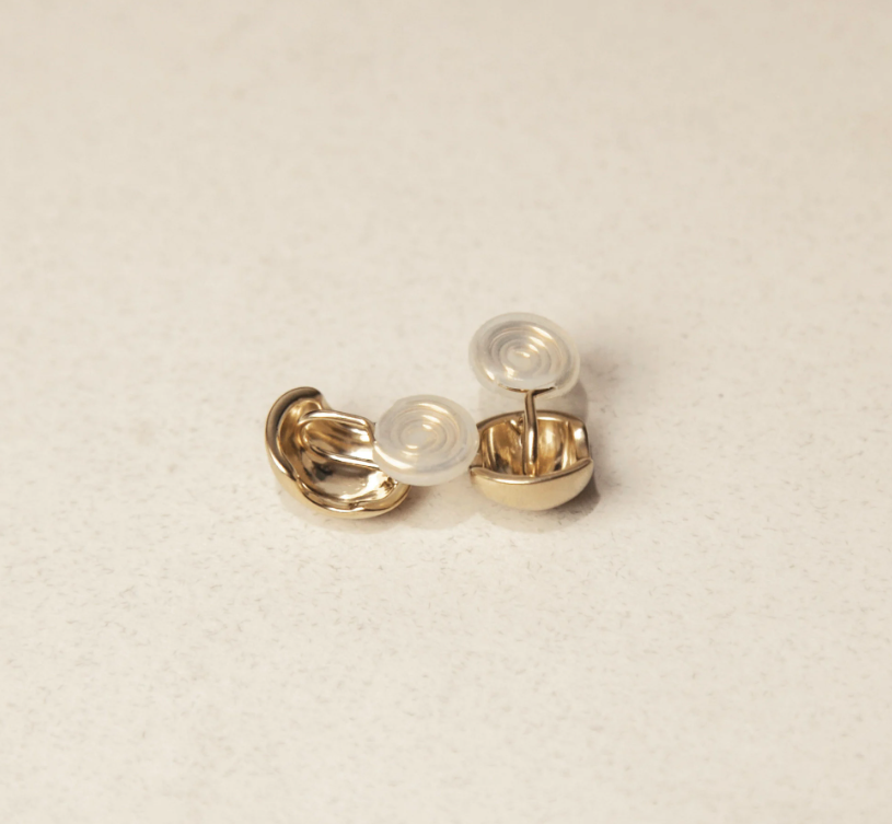 Small Ball Stud Earrings Brushed Metal Effect Clip On Studs