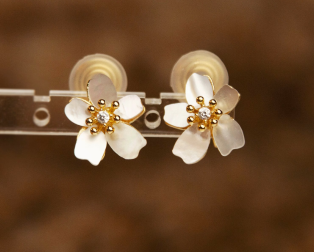 Clip On Cherry Blossom Studs