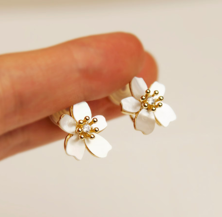 Clip On Cherry Blossom Studs