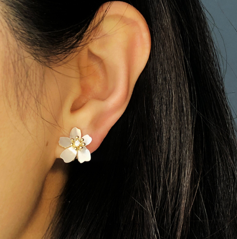 Clip On Cherry Blossom Studs