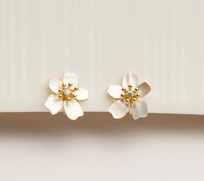 Clip On Cherry Blossom Studs