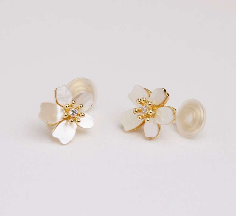 Clip On Cherry Blossom Studs