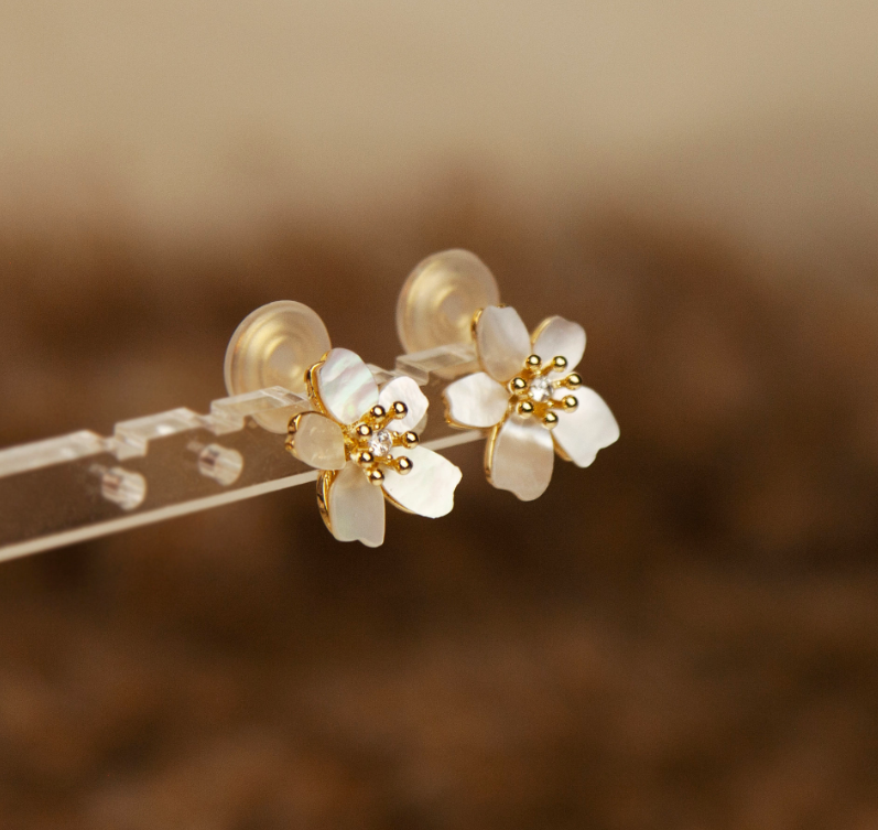 Clip On Cherry Blossom Studs