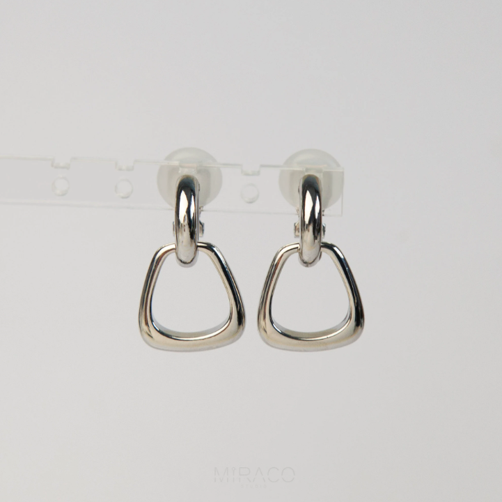 Clip On Dangle Drop Metal Hoop Earrings