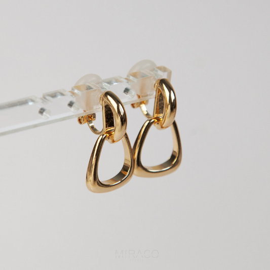 Clip On Dangle Drop Metal Hoop Earrings