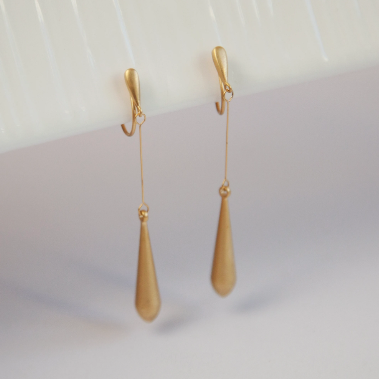 Clip On Teardrop Dangle Earrings